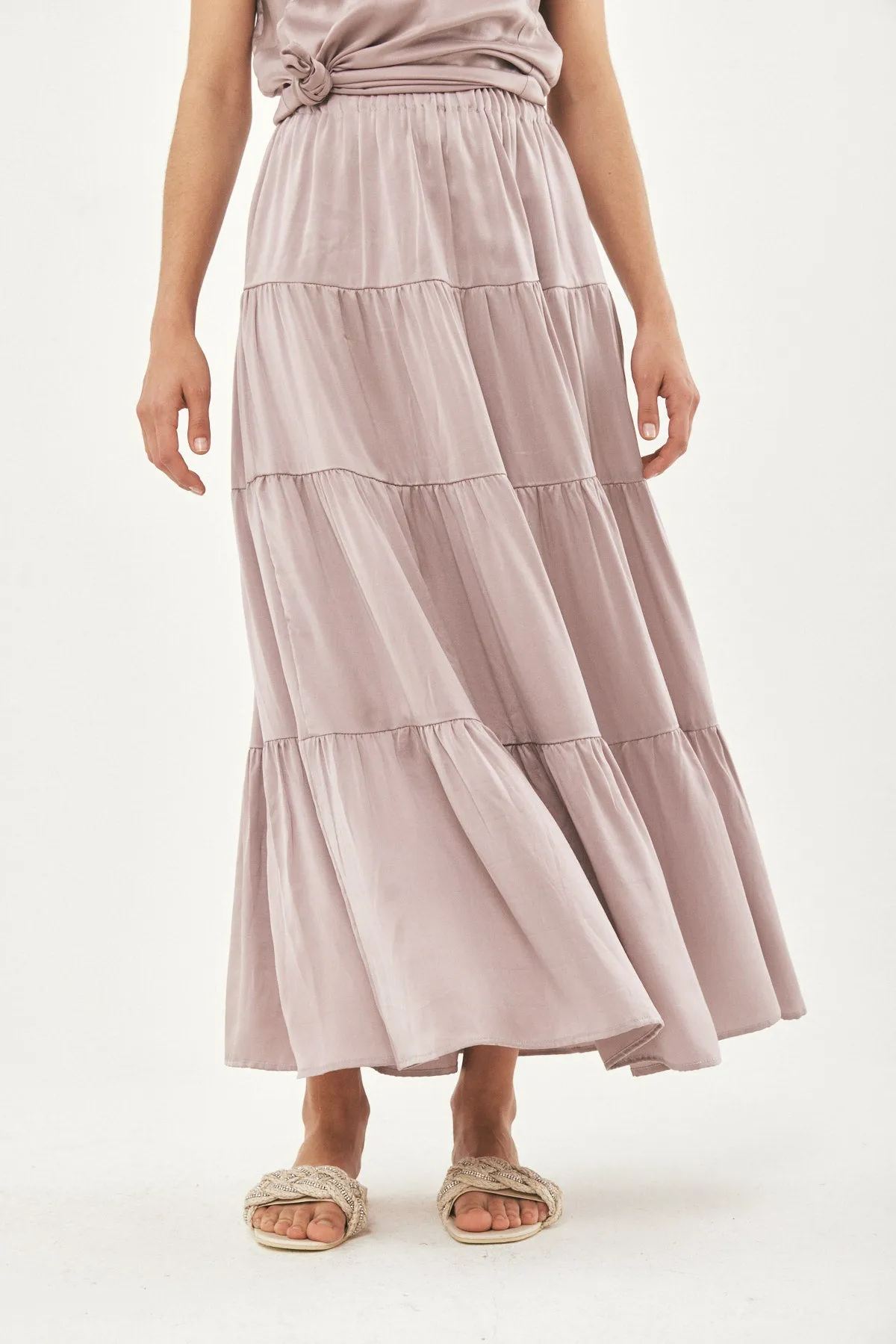 NICKI BOHO CHIC LAVENDER SILK SKIRT