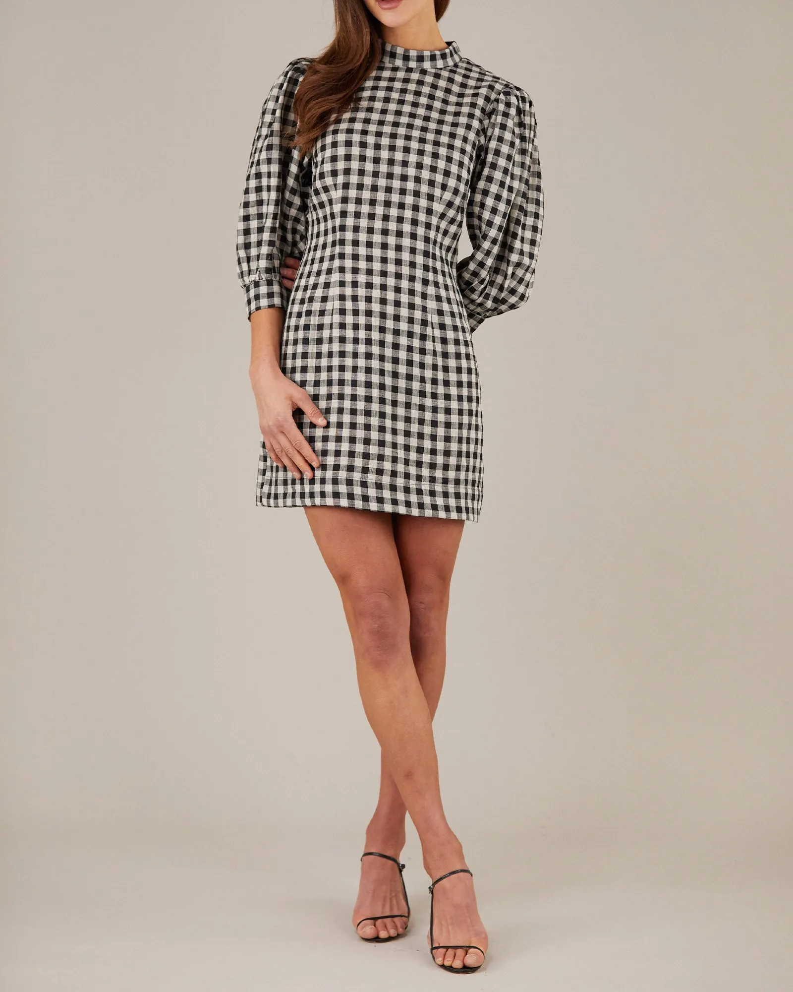 Octavia Linen Gingham Mini Dress