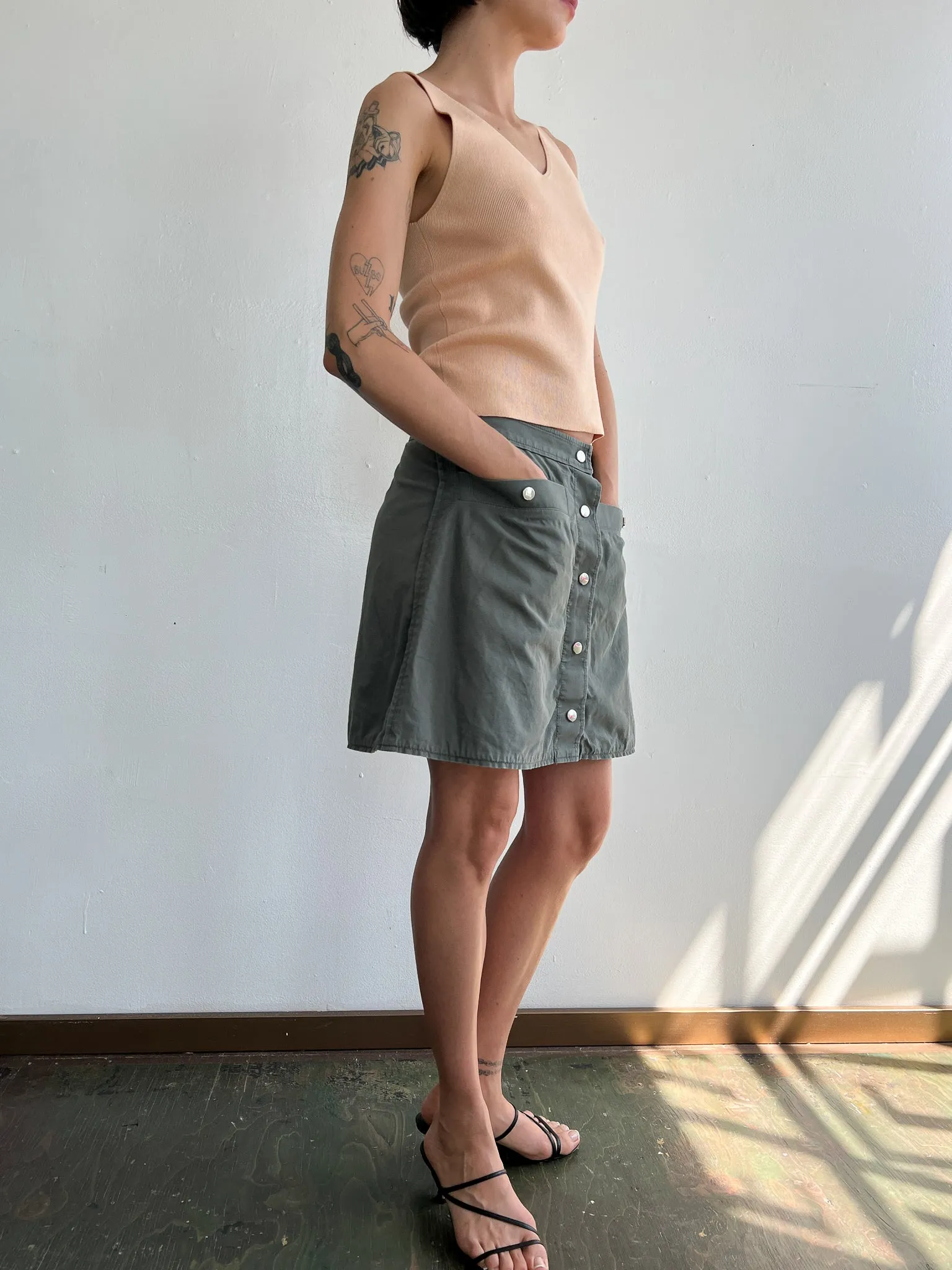 Olive Kenzo Cargo Skirt (M)