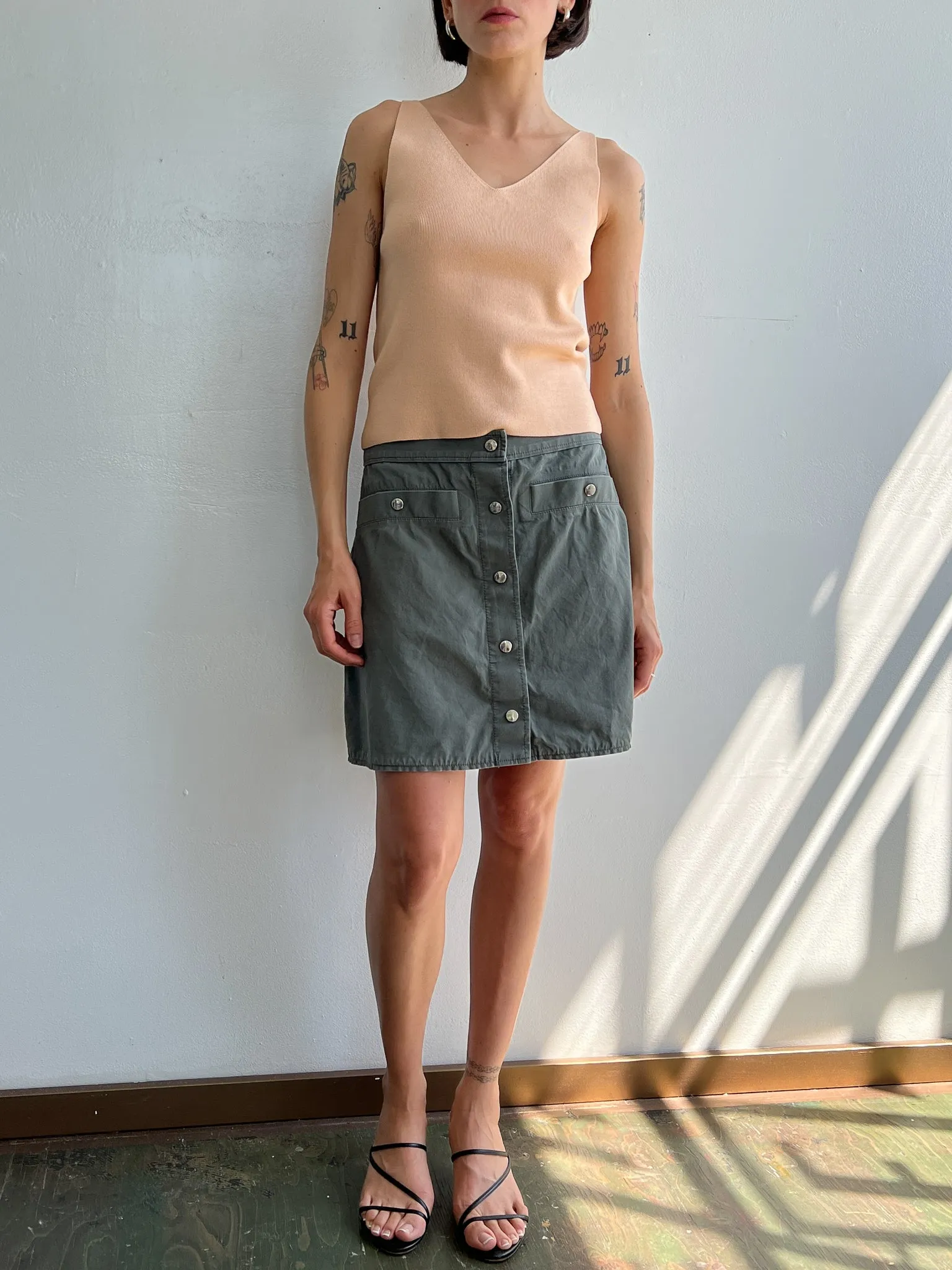 Olive Kenzo Cargo Skirt (M)