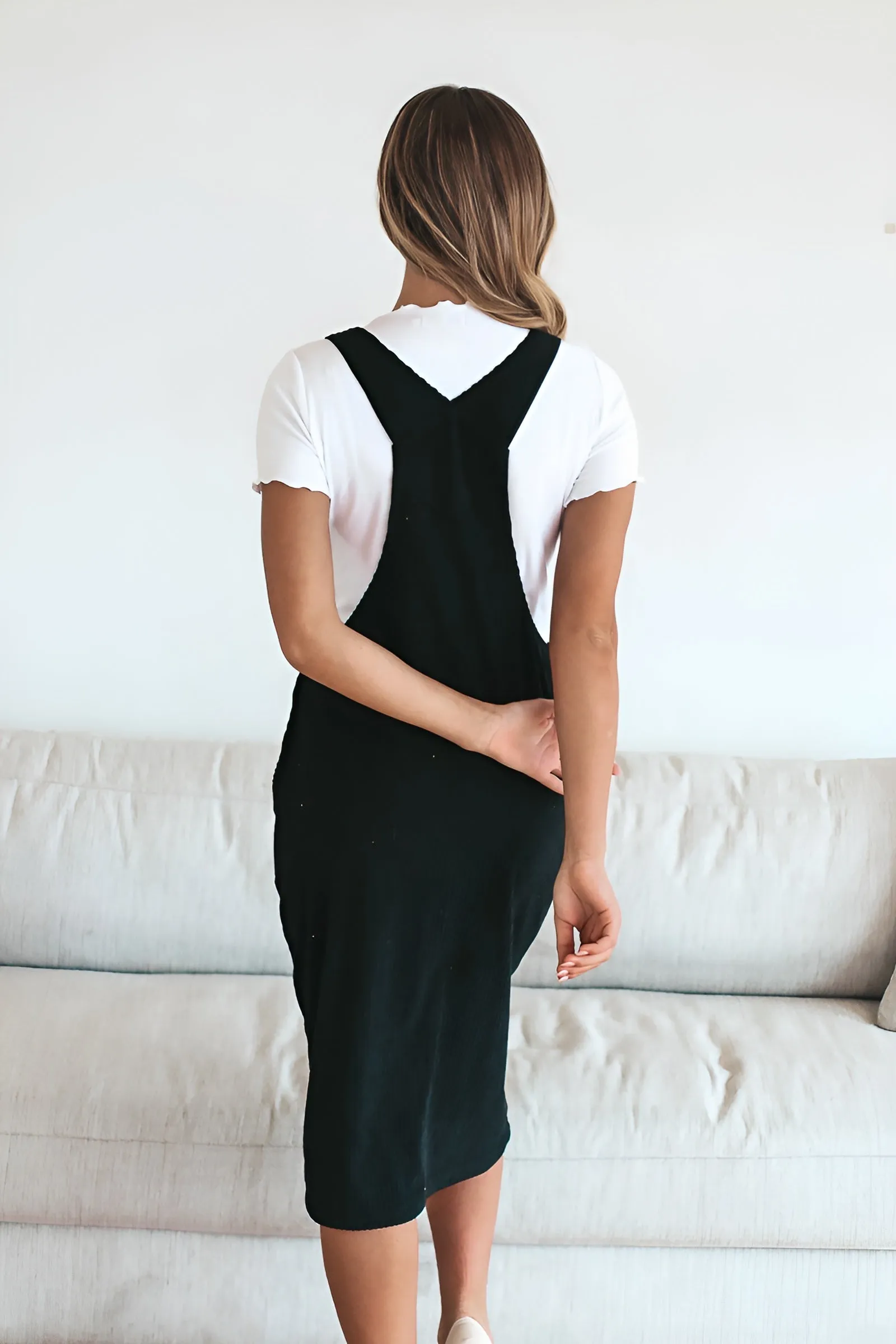 Patty Overall Dress in Black