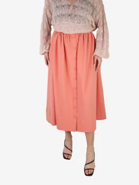 Pink button up maxi skirt - size UK 6