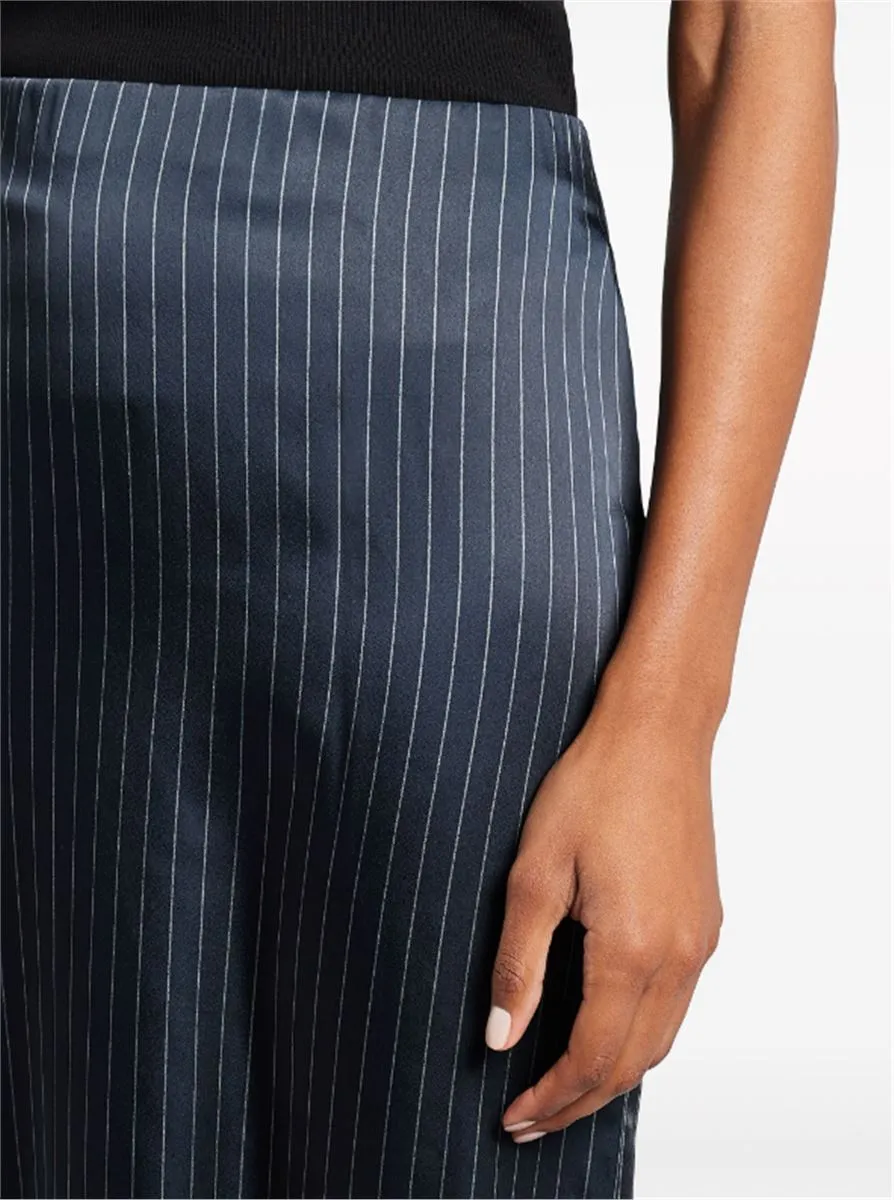 PINSTRIPE-PATTERN PENCIL MIDI SKIRT