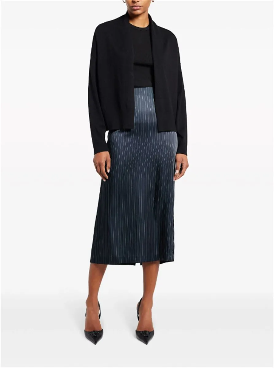 PINSTRIPE-PATTERN PENCIL MIDI SKIRT