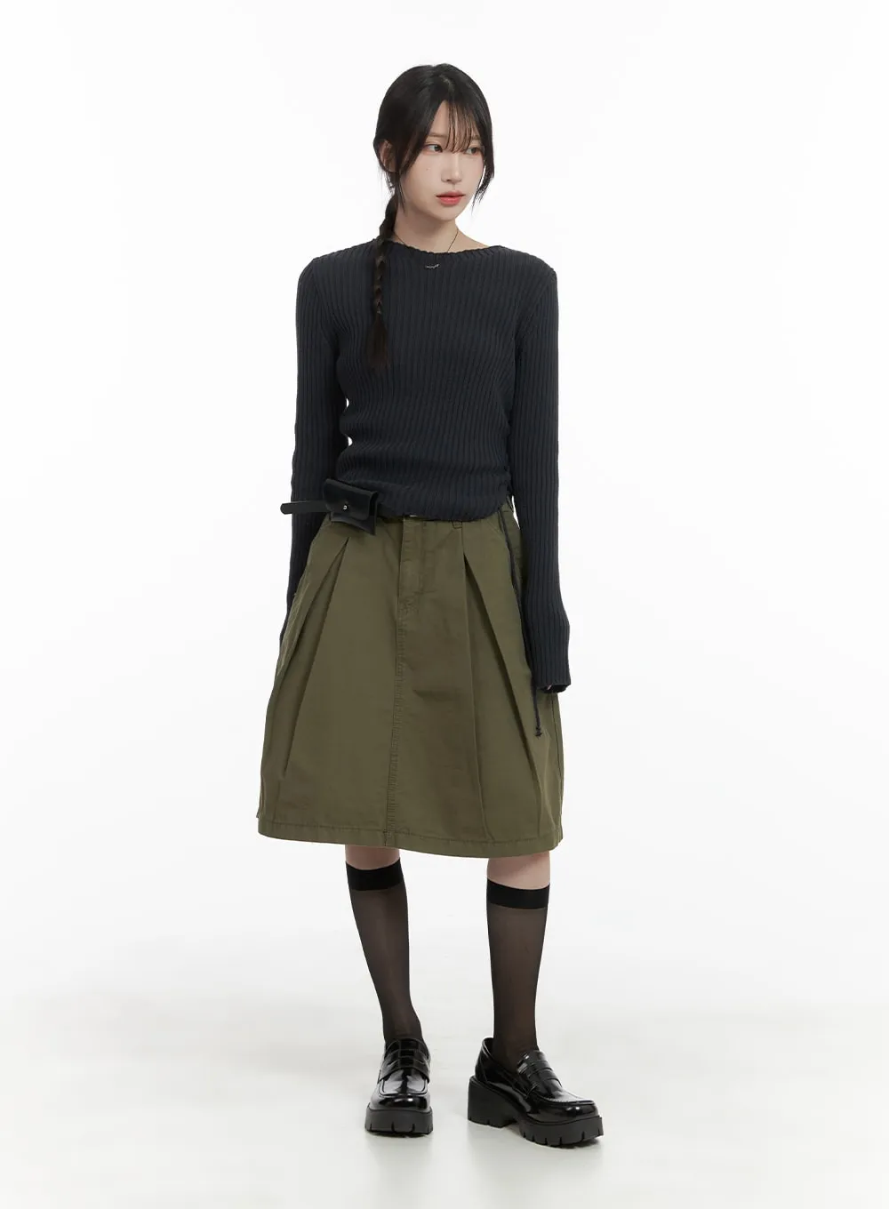 Pintuck Midi Skirt CA404