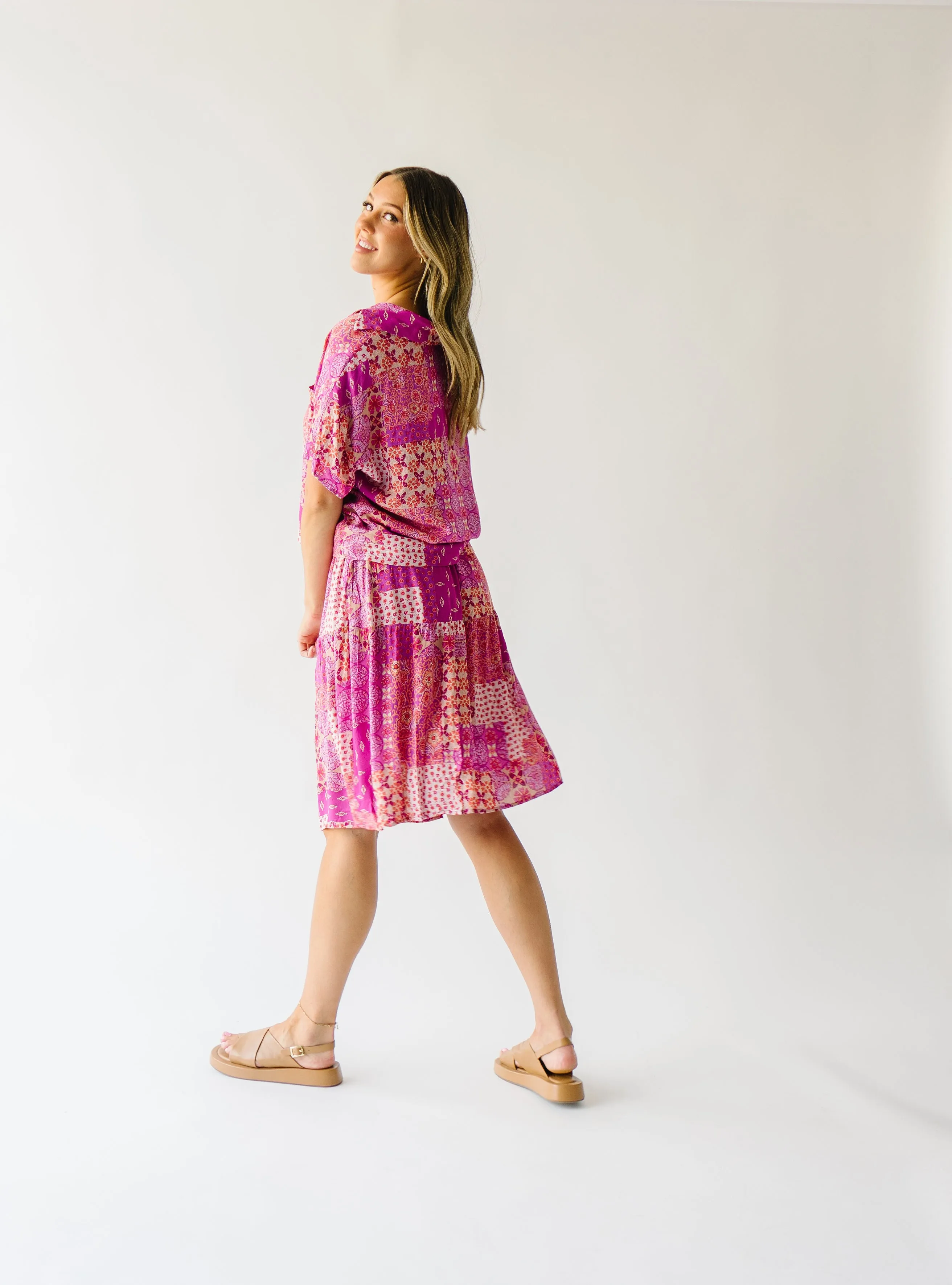 Piper & Scoot: The San Lucas Patchwork Skirt in Fuchsia