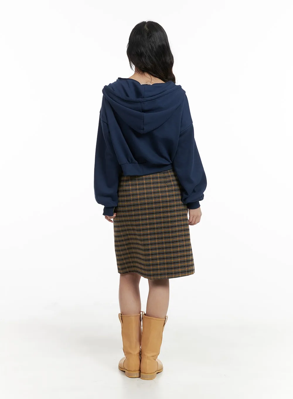 Plaid Midi Skirt OM422