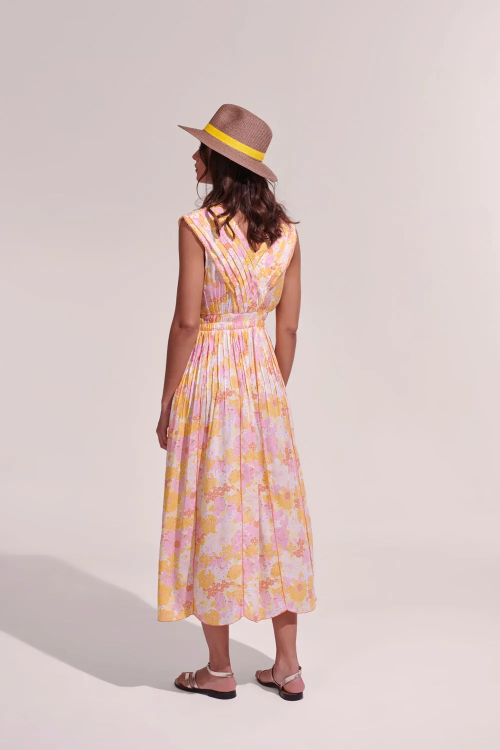 Poupette St. Barth - Long Dress Agnes - Yellow Flower Mix