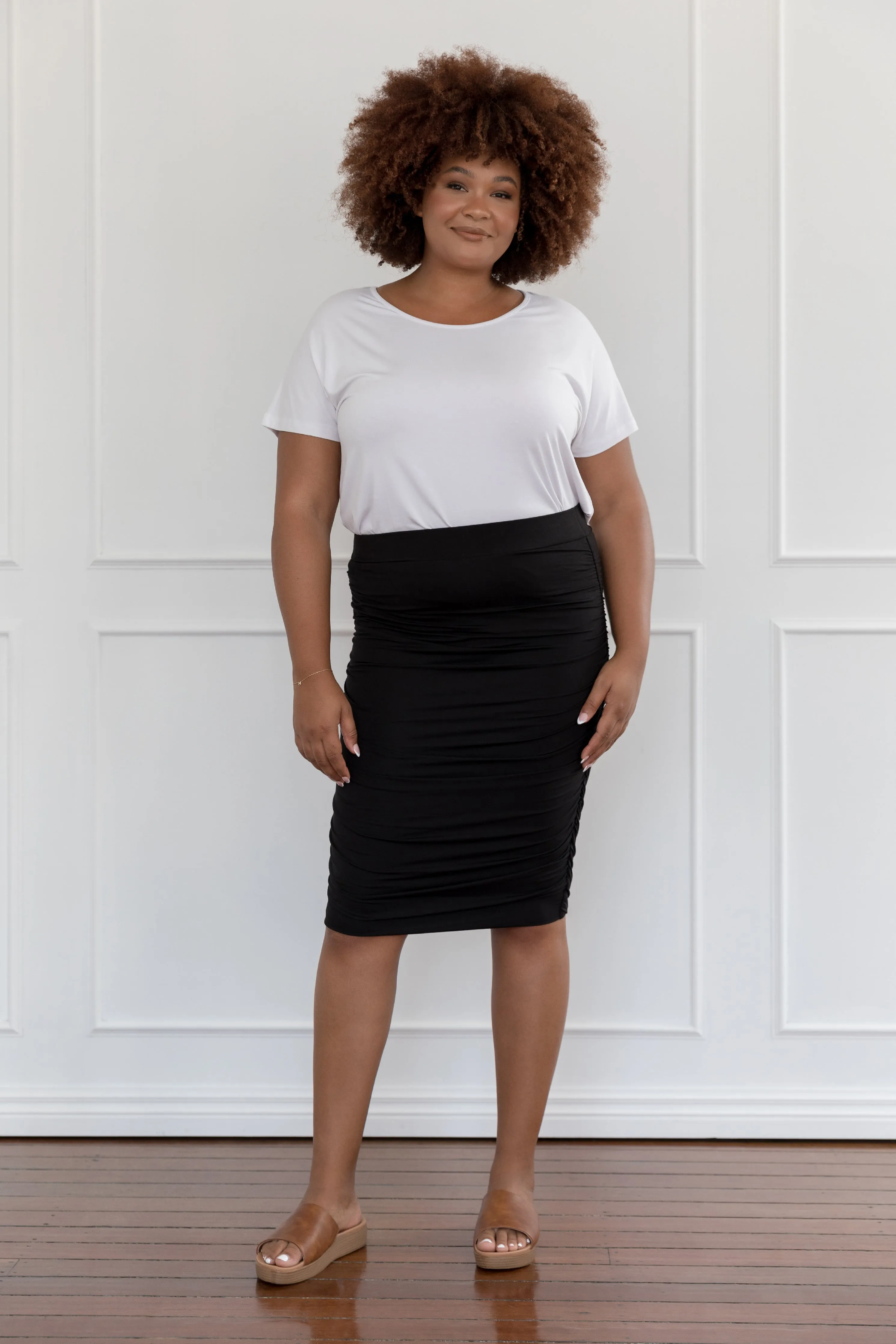 Ruche Skirt in Black