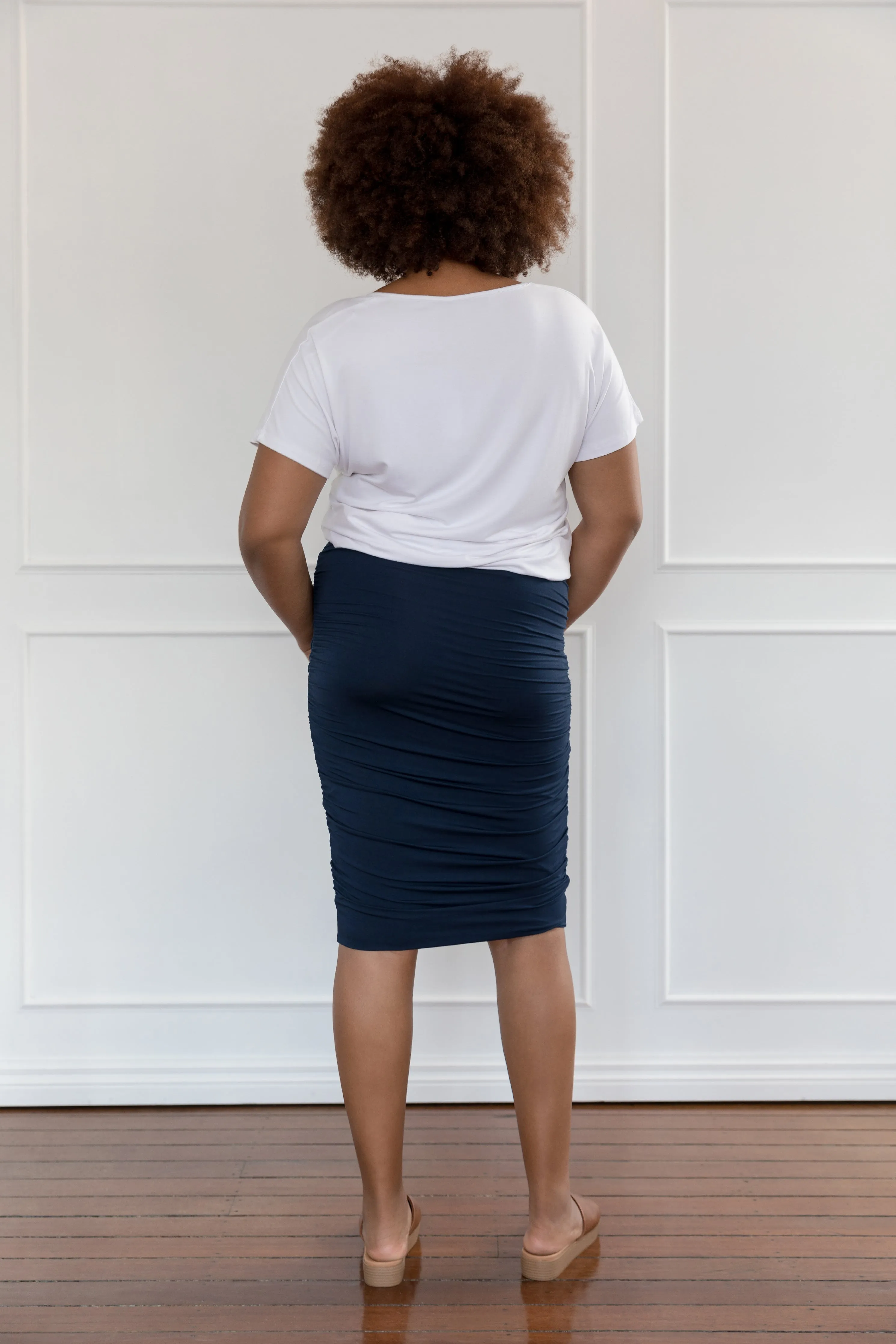 Ruche Skirt in Navy