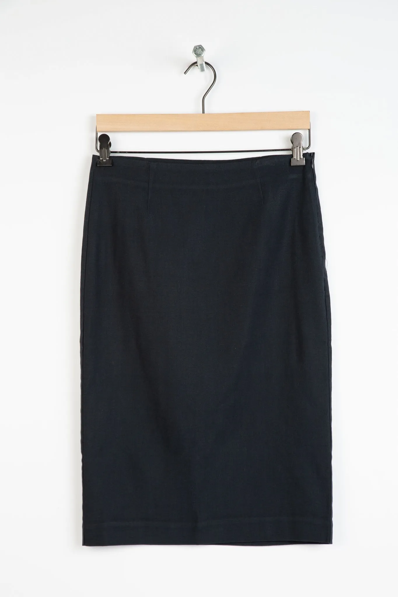 SABLE KNEE LENGTH SKIRT IN LINEN STRETCH