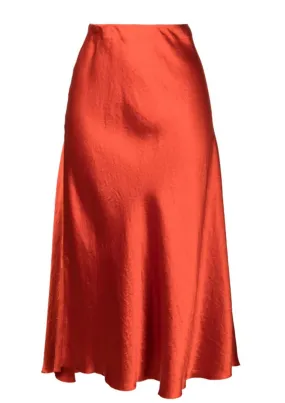 SATIN-FINISH DRAPED MIDI SKIRT