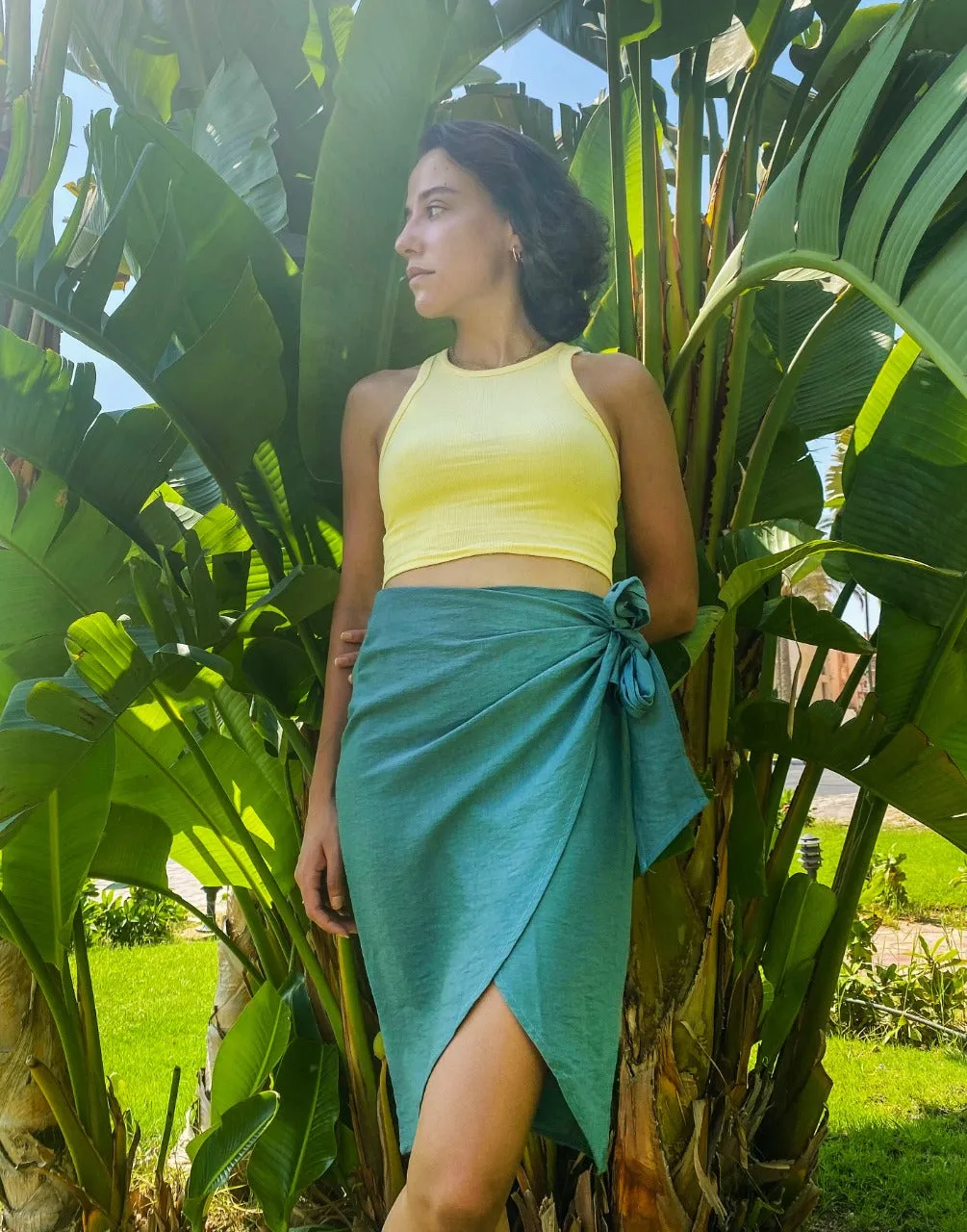 Short Wrap Skirt Teal