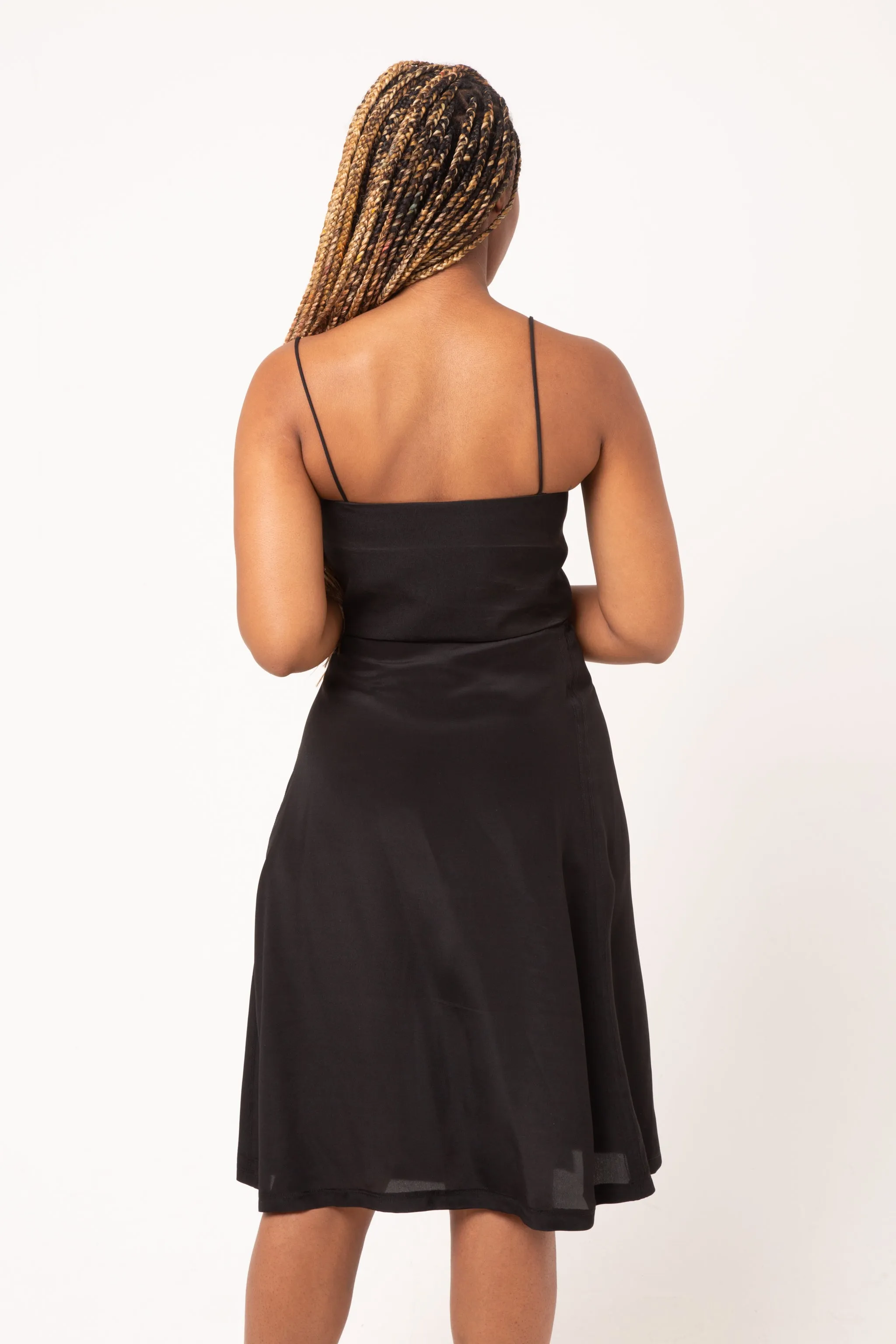 Silk wrap Hurst skirt in Black.