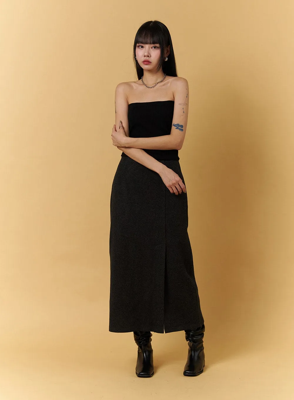 Slit-Side Maxi Skirt CJ404