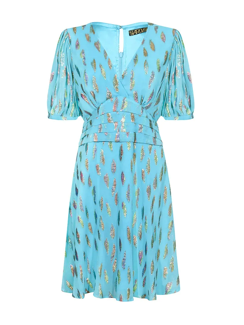 Stardust Seraphine Mini Dress-Turquoise Metallic Sunset