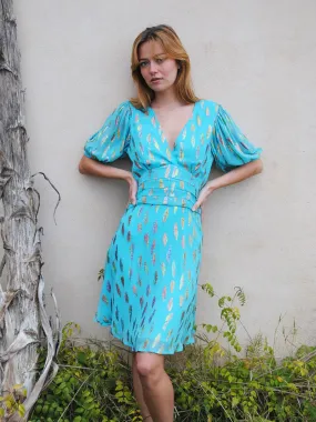 Stardust Seraphine Mini Dress-Turquoise Metallic Sunset