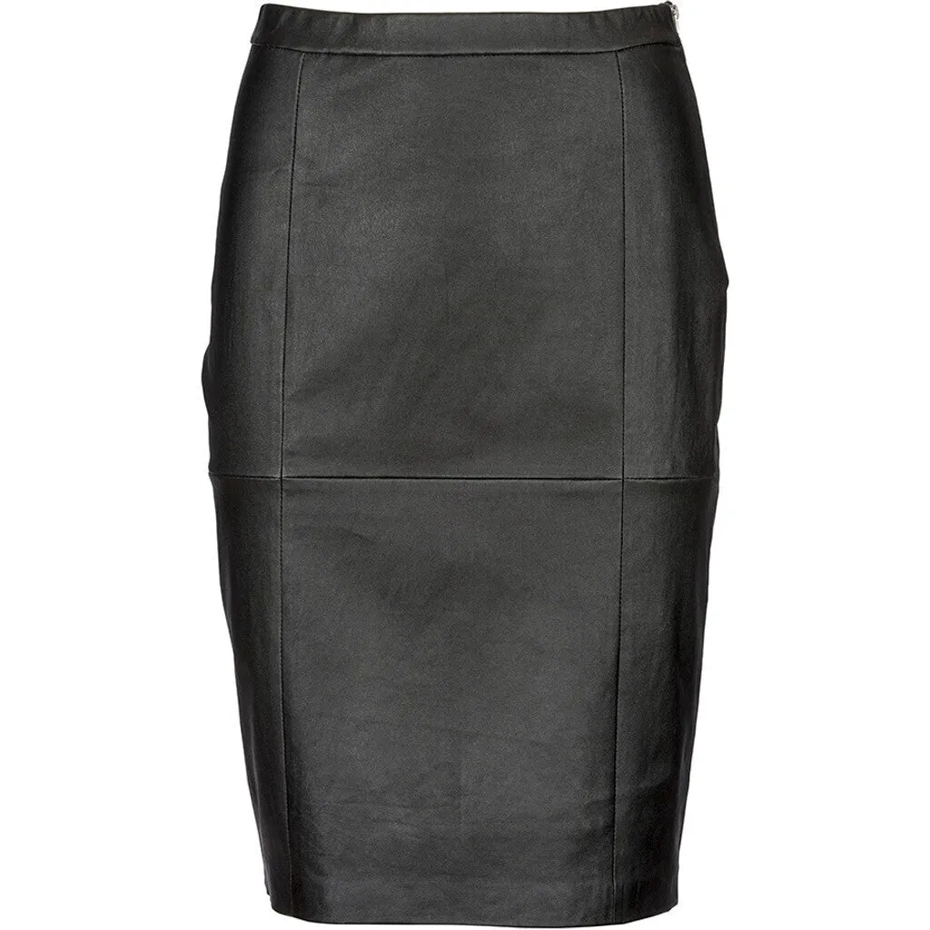 Stretch Emma skirt in soft and nice leather / 50606 - Black (Nero)