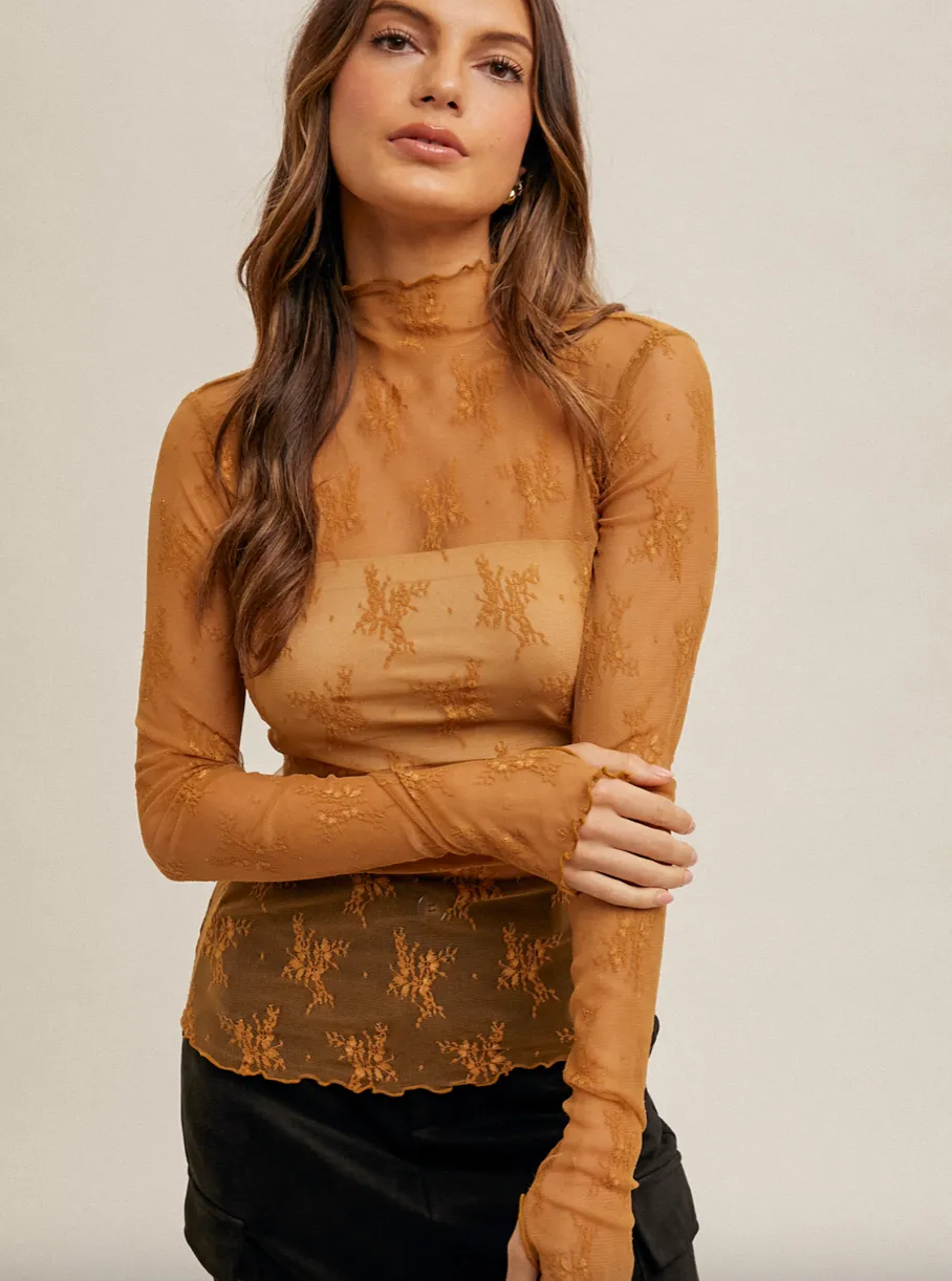 The Della Mock Neck Lace Layering Top