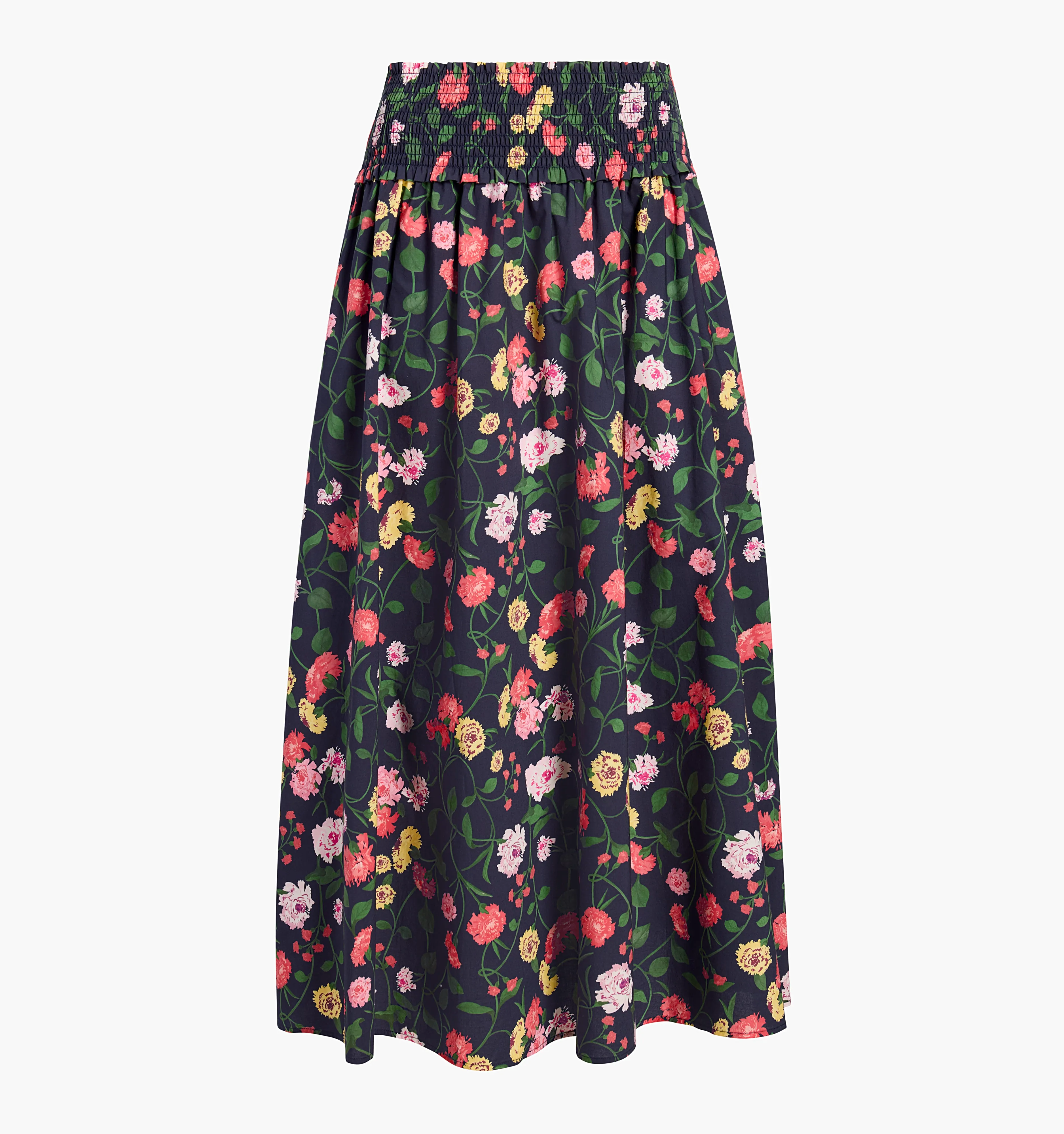 The Delphine Nap Skirt - Navy Peony Bouquet Cotton