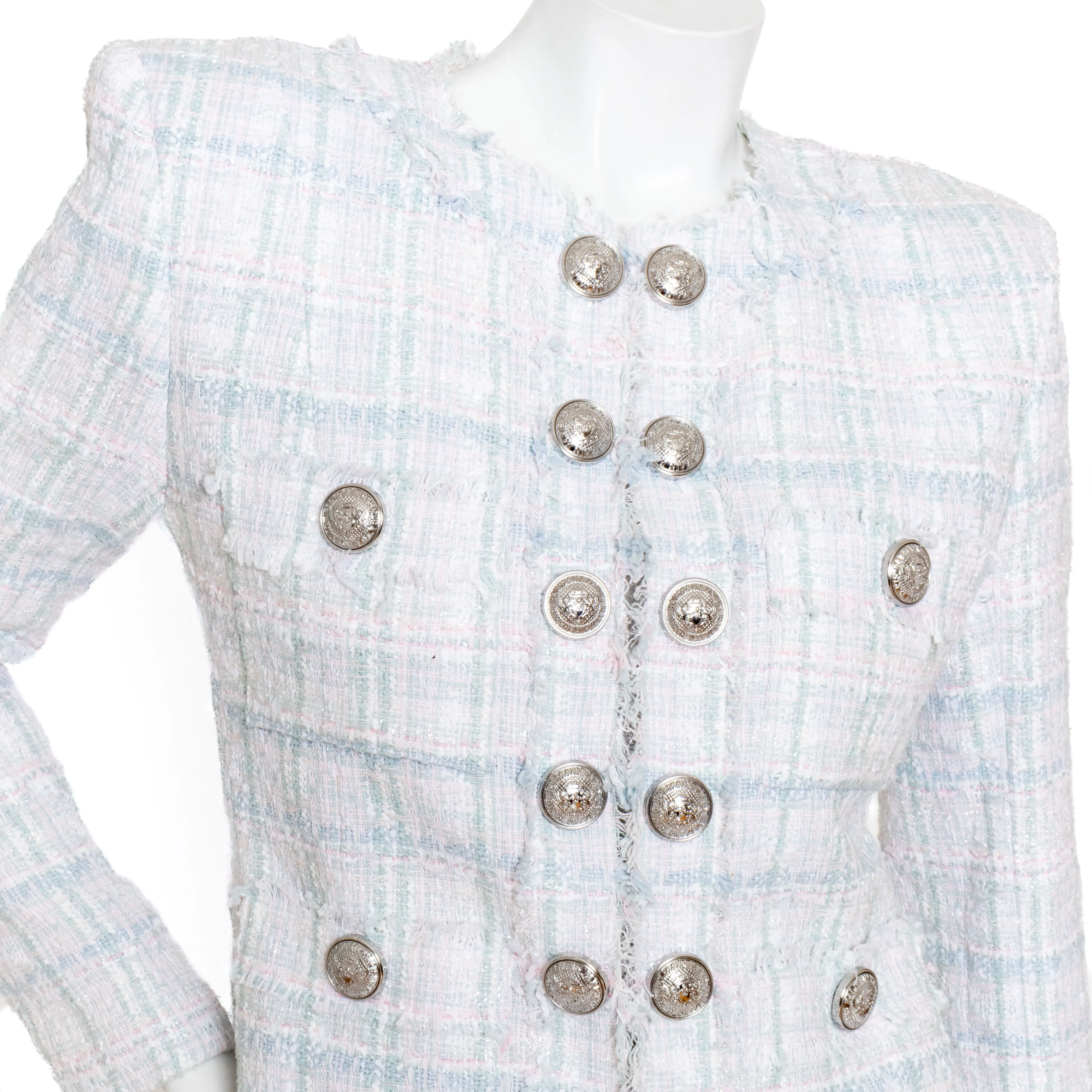 Tweed Pastel Jacket and Skirt Suit