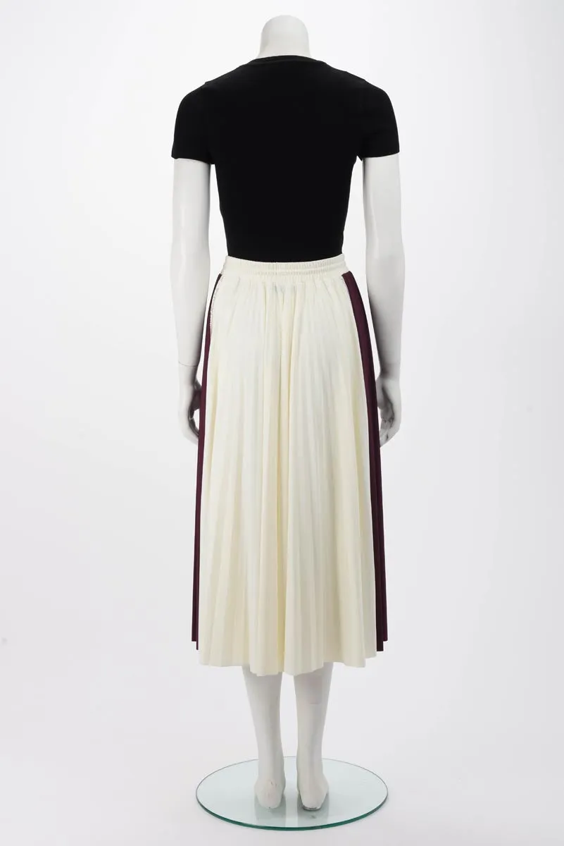 Valentino White & Plum Lycra Pleated Midi Skirt S