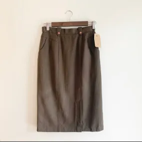 Vintage Army Green Wool Pencil Skirt