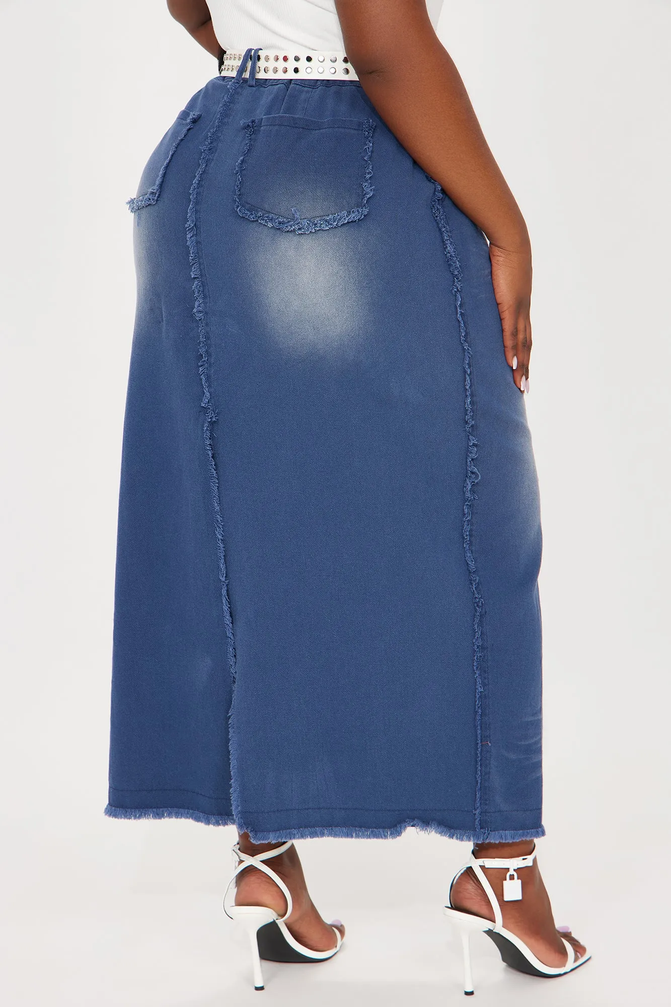 Weekend In Austin Belted Maxi Skirt - Blue