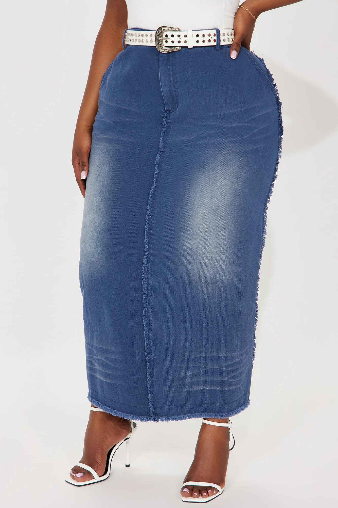 Weekend In Austin Belted Maxi Skirt - Blue