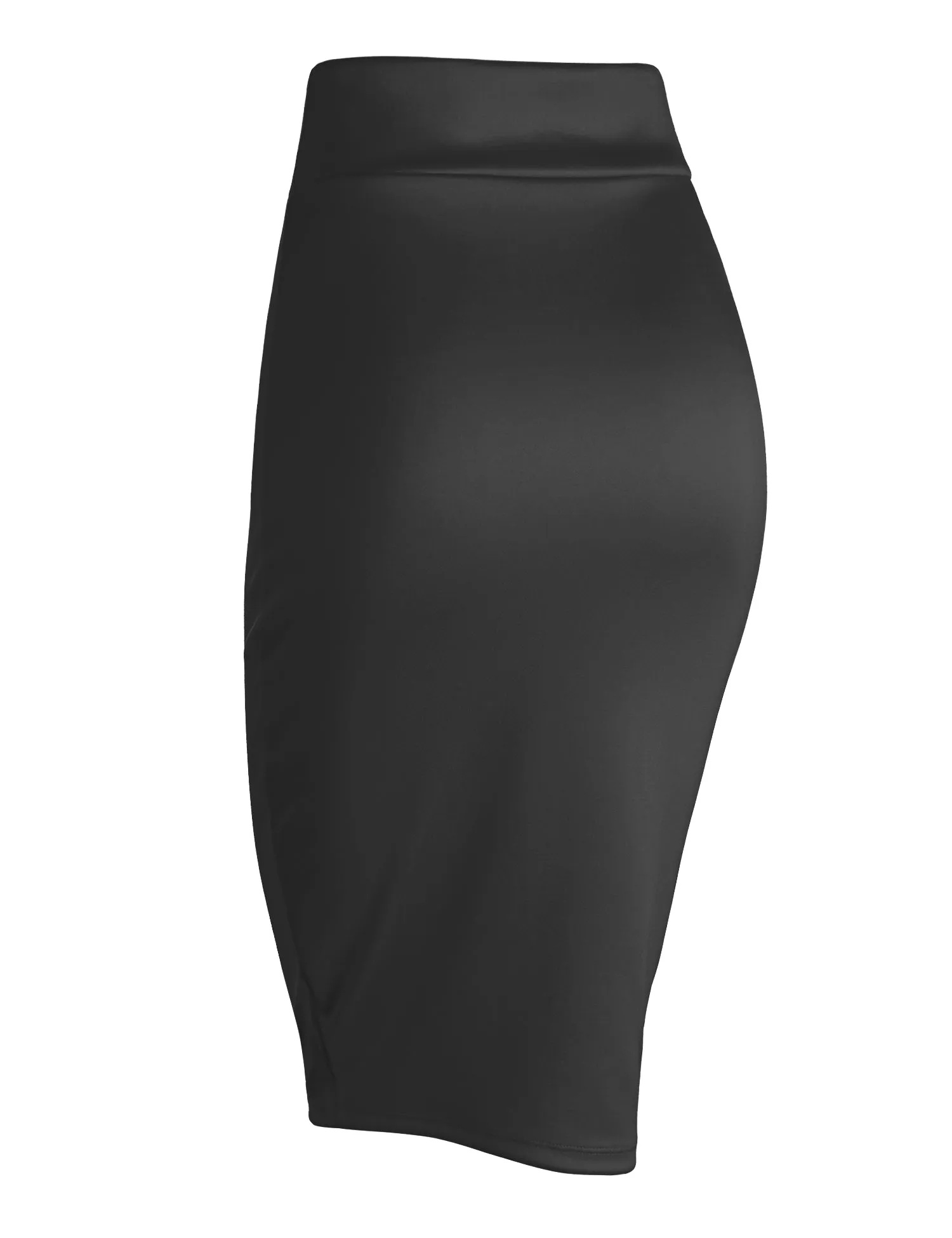 Women's Elastic Waist Stretch Bodycon Midi Knee Length Pencil Skirt